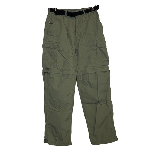 REI Zip Off Convertible Cargo Hiking Pants UPF 50+ Belted Olive Green M Gorpcore - Picture 1 of 11